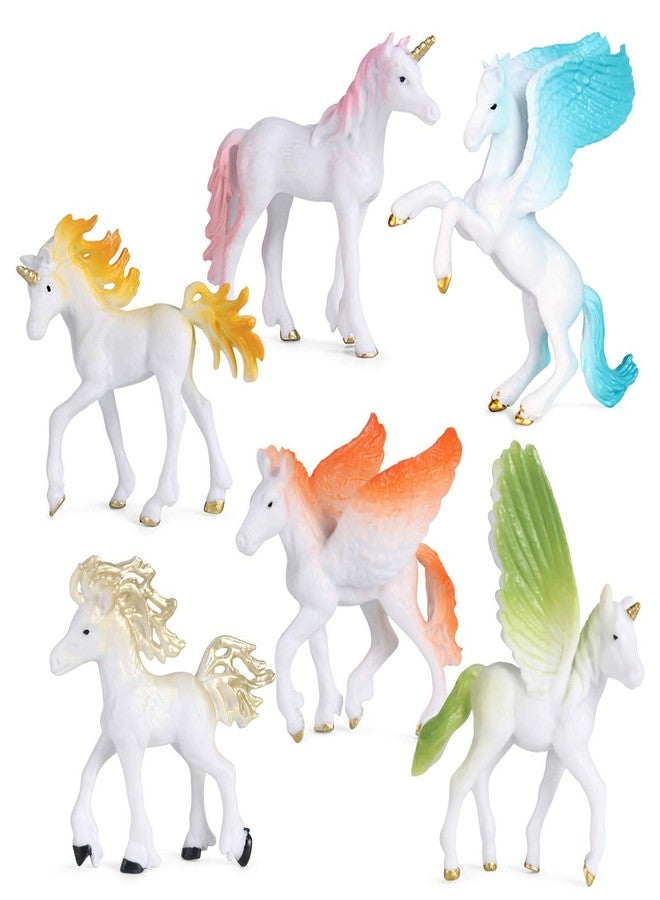 Lynkaye 6 Pcs Unicorn Pegasus Figures Sets Mythical Animals Model, Stocking Stuffers, Cake Toppers, Home Decorations, Bathtub Accessories, Gifts for Halloween and birthdays - Image 2